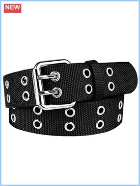 Plus Size Double Grommet Nylon Belt Easy Fit Adjustable Prong Buckle